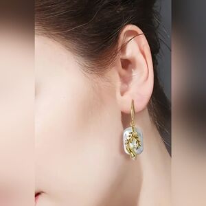 Elegant Gold and Silver Pearl Drop Earrings